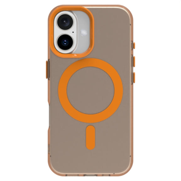 For iPhone 16 Candy Magsafe PC Hybrid TPU Phone Case(Orange)