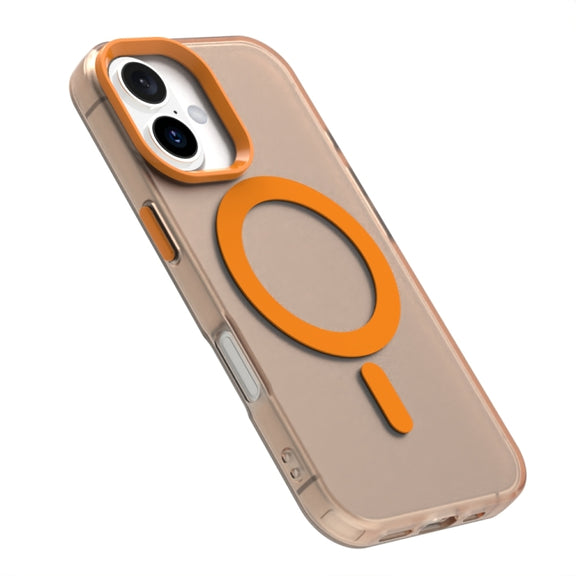 For iPhone 16 Candy Magsafe PC Hybrid TPU Phone Case(Orange)