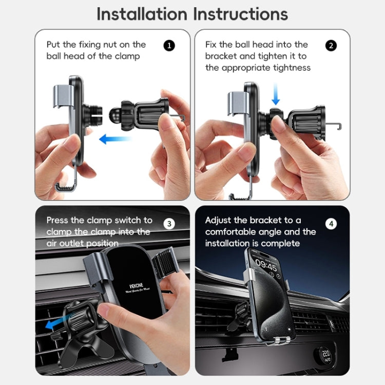 WEKOME WA-S58 K-Captain Metal Car Air Outlet Gravity Holder(Silver)