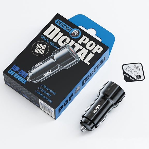WEKOME WP-C49 Pop Digital Series USB, USB-C / Type-C 63W Fast Car Charger(Tarnish)