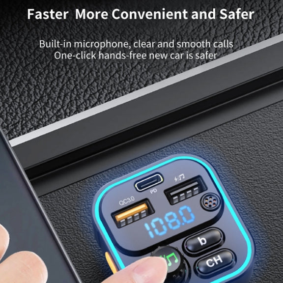 WEKOME WP-C52 Pop Digital Series MP3 Wireless Fast Charging Car Charger(Black)