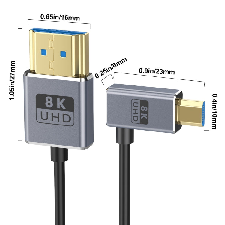 60cm Coaxial Micro HDMI to HDMI 8K UHD 48Gbps Video Connection Cable, Style:Left Elbow - Cable by PMC Jewellery | Online Shopping South Africa | PMC Jewellery | Buy Now Pay Later Mobicred