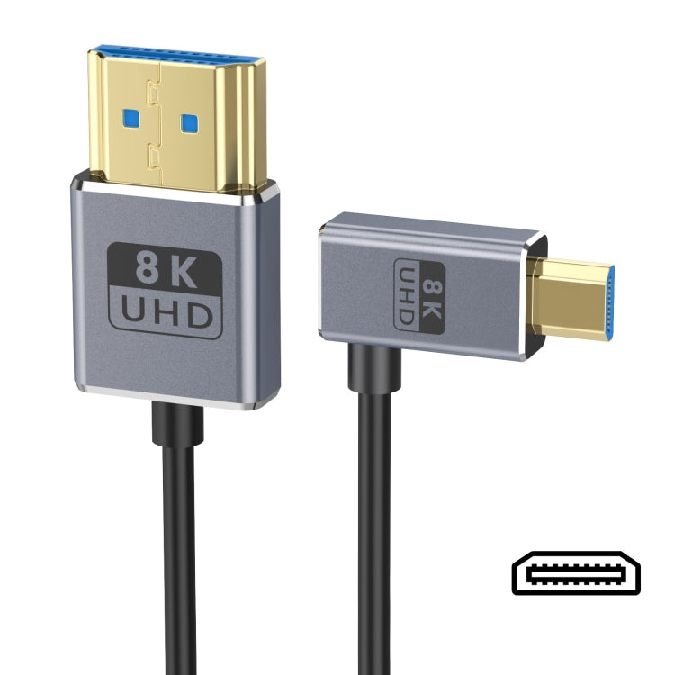 1.2m Coaxial Micro HDMI to HDMI 8K UHD 48Gbps Video Connection Cable, Style:Left Elbow - Cable by PMC TechLife | Online Shopping South Africa | PMC TechLife | Buy Now Pay Later Mobicred