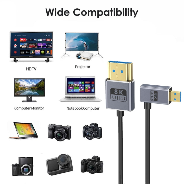 1.2m Coaxial Micro HDMI to HDMI 8K UHD 48Gbps Video Connection Cable, Style:Straight Head