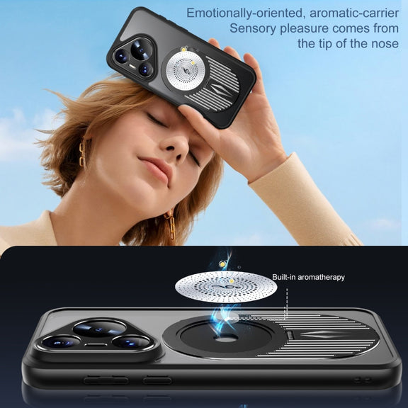 For Huawei Pura 70 Ultra Heat Dissipation Aromatherapy MagSafe Holder Phone Case(Black)