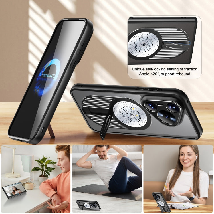 For Huawei Pura 70 Ultra Heat Dissipation Aromatherapy MagSafe Holder Phone Case(Black)