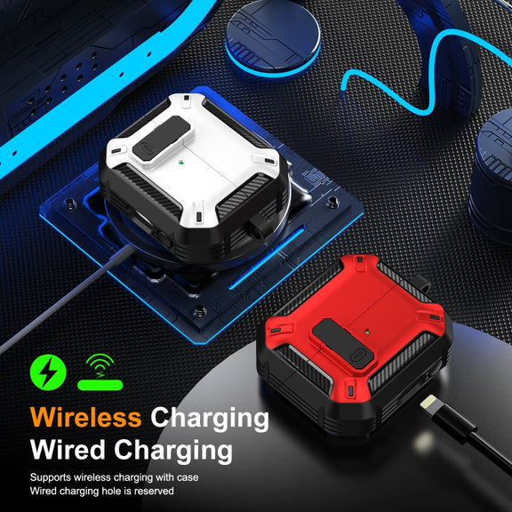 For Samsung Galaxy Buds 3 / 3 Pro Dual-color Earphone Protective Case with Switch & Hook(Black Red)