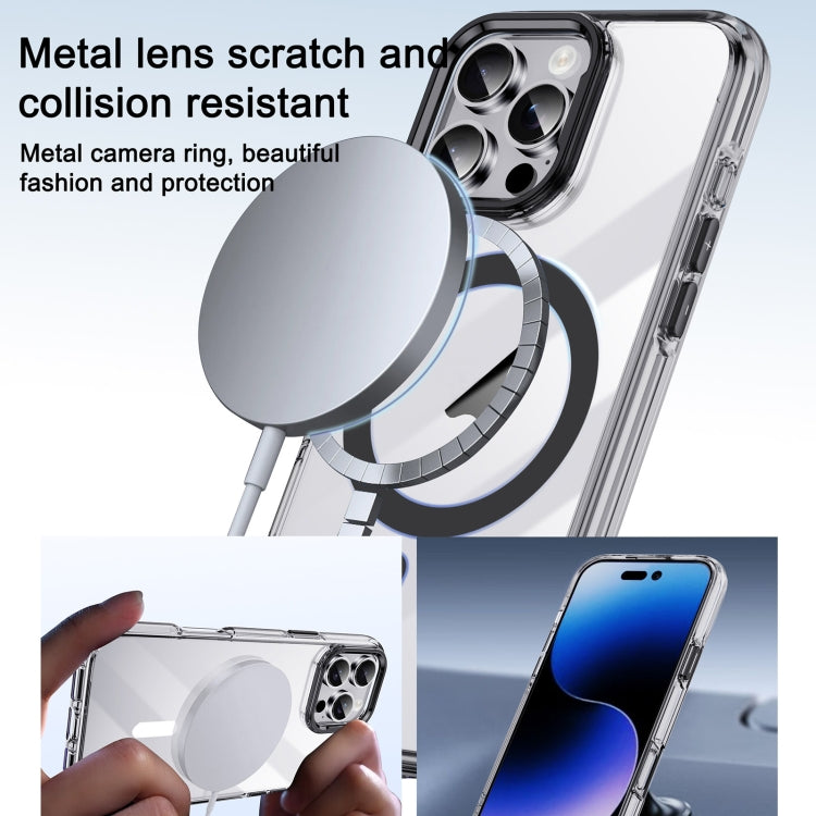 For iPhone 16 Pro Airbag PC Hybrid TPU Magsafe Phone Case(Clear Gold)
