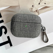 For AirPods Pro 2 Fine Cloth Texture Earbuds Box PC Case with Hook(Grey)