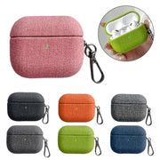 For AirPods Pro 2 Fine Cloth Texture Earbuds Box PC Case with Hook(Grey)