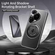 For Huawei Pura 70 Rotating Holder Frosted Metal Phone Case(Blue)