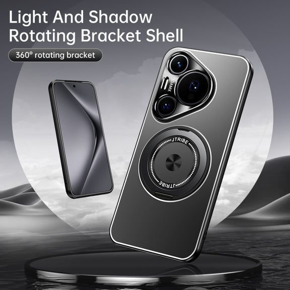 For Huawei Pura 70 Rotating Holder Frosted Metal Phone Case(Blue)