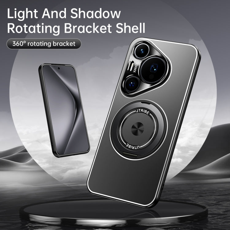 For Huawei Pura 70 Rotating Holder Frosted Metal Phone Case(Blue)