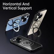 For Huawei Pura 70 Rotating Holder Frosted Metal Phone Case(Titanium)
