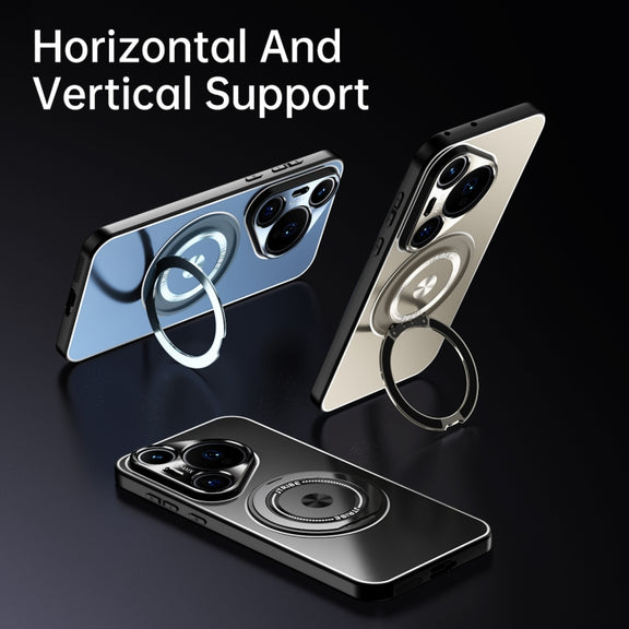 For Huawei Pura 70 Rotating Holder Frosted Metal Phone Case(Titanium)