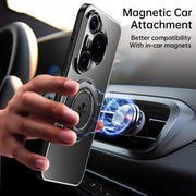 For Huawei Pura 70 Rotating Holder Frosted Metal Phone Case(Titanium)