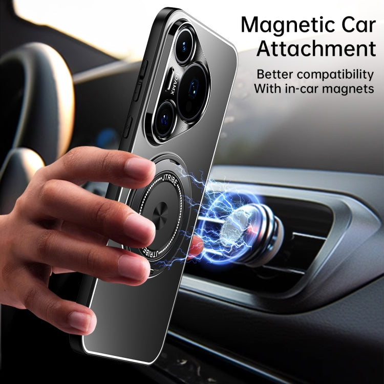 For Huawei Pura 70 Pro Rotating Holder Frosted Metal Phone Case(Black) - Huawei Cases by PMC Jewellery | Online Shopping South Africa | PMC Jewellery | Buy Now Pay Later Mobicred