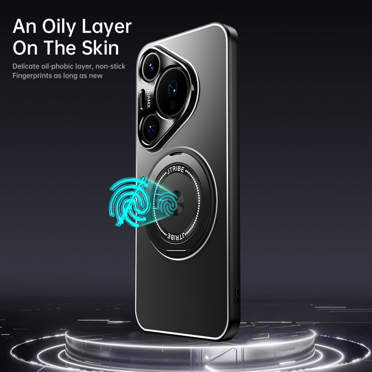 For Huawei Pura 70 Rotating Holder Frosted Metal Phone Case(Titanium)
