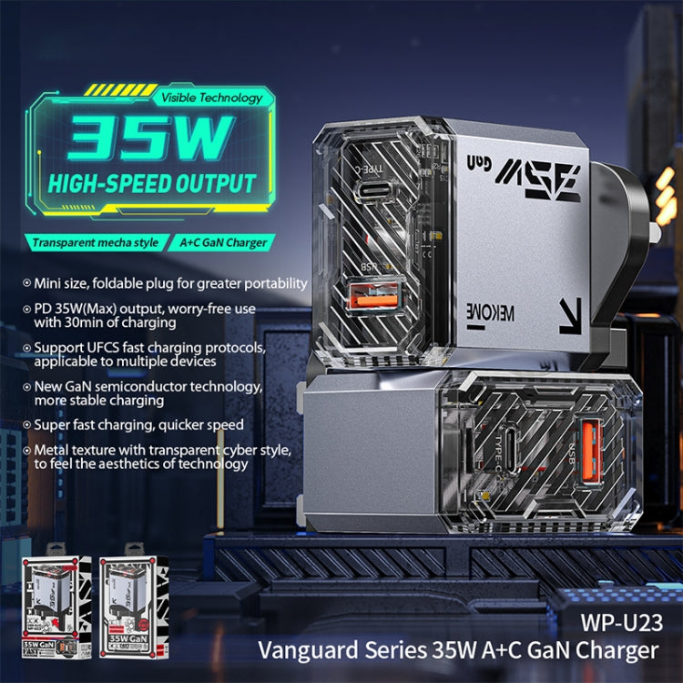 WK WP-U23 Pioneer Series 35W USB-C / Type-C, USB GaN Fast Charger, Plug Type:UK Plug(Tarnish) - free shipping - PMC TechLife - Order now!
