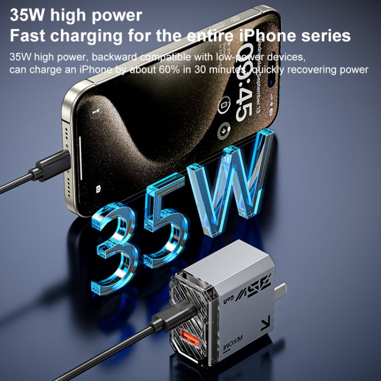 WK WP-U23 Pioneer Series 35W USB-C / Type-C, USB GaN Fast Charger, Plug Type:UK Plug(Tarnish)