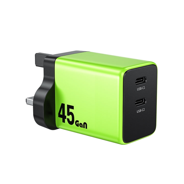 WK WP-U33 45W USB-C / Type-Cx2 GaN Fast Charger, Plug Type:UK Plug(Green) - USB Charger by WK | Online Shopping South Africa | PMC TechLife | Buy Now Pay Later Mobicred