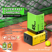 WK WP-U33 45W USB-C / Type-Cx2 GaN Fast Charger, Plug Type:UK Plug(Green)