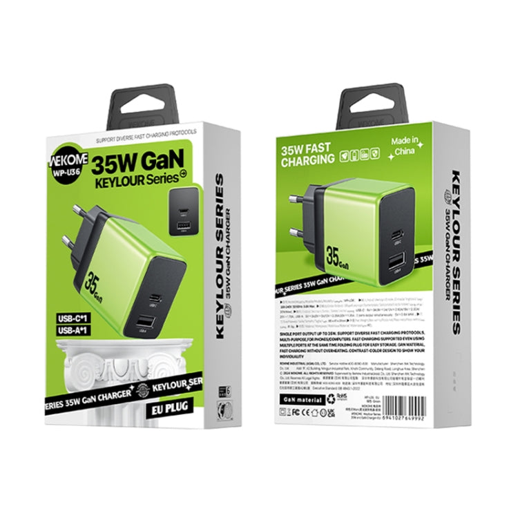 WK WP-U36 35W USB-C / Type-C, USB GaN Fast Charger, Plug Type:EU Plug(Green) - USB Charger by WK | Online Shopping South Africa | PMC TechLife | Buy Now Pay Later Mobicred
