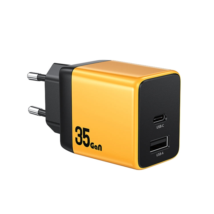 WK WP-U36 35W USB-C / Type-C, USB GaN Fast Charger, Plug Type:EU Plug(Yellow) - free shipping - PMC TechLife - Order now!