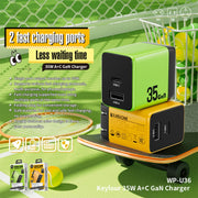 WK WP-U36 35W USB-C / Type-C, USB GaN Fast Charger, Plug Type:UK Plug(Yellow)
