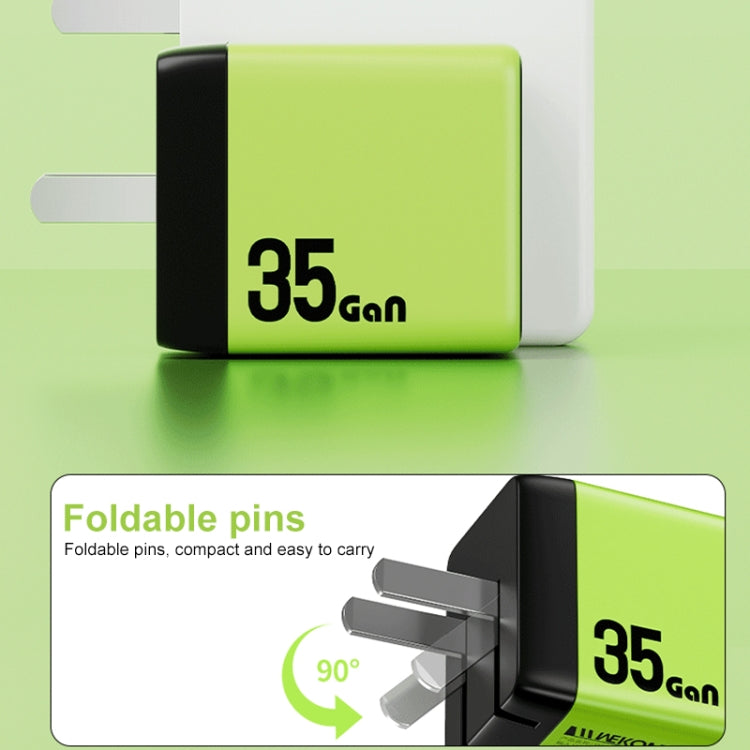 WK WP-U36 35W USB-C / Type-C, USB GaN Fast Charger, Plug Type:UK Plug(Green)