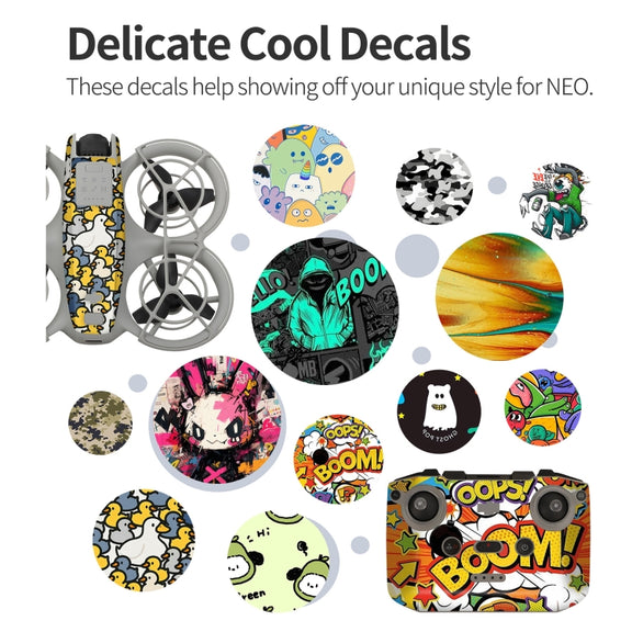 For DJI Neo Drone Body Remote Control Protective Sticker(Grunge Eyes)