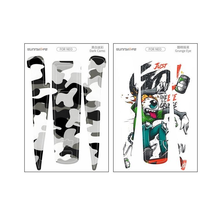 For DJI Neo 2pcs Combo Drone Body Protective Stickers(Dark Camo + Grunge Eyes)