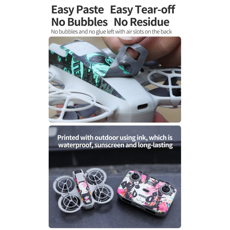 For DJI Neo 2pcs Combo Drone Body Protective Stickers(Pink Rabbit + Colorful Elf)