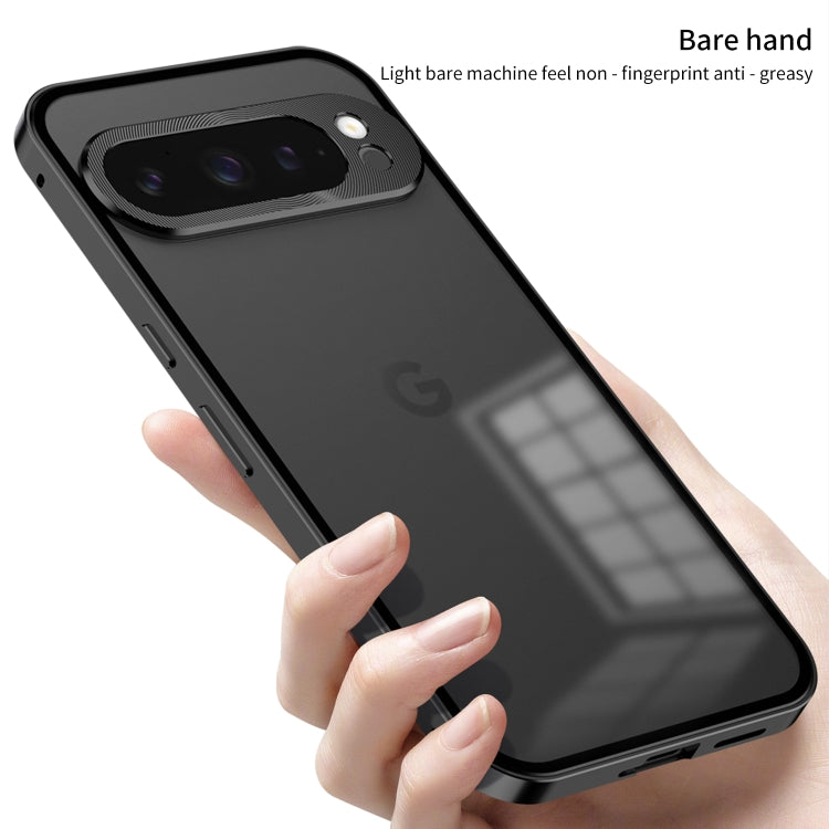 For Google Pixel 9 Pro XL Snap Buckle Metal Frame Frosted Phone Case(Grey)
