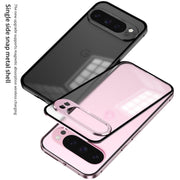 For Google Pixel 9 / 9 Pro Snap Buckle Metal Frame Frosted Phone Case(Grey)