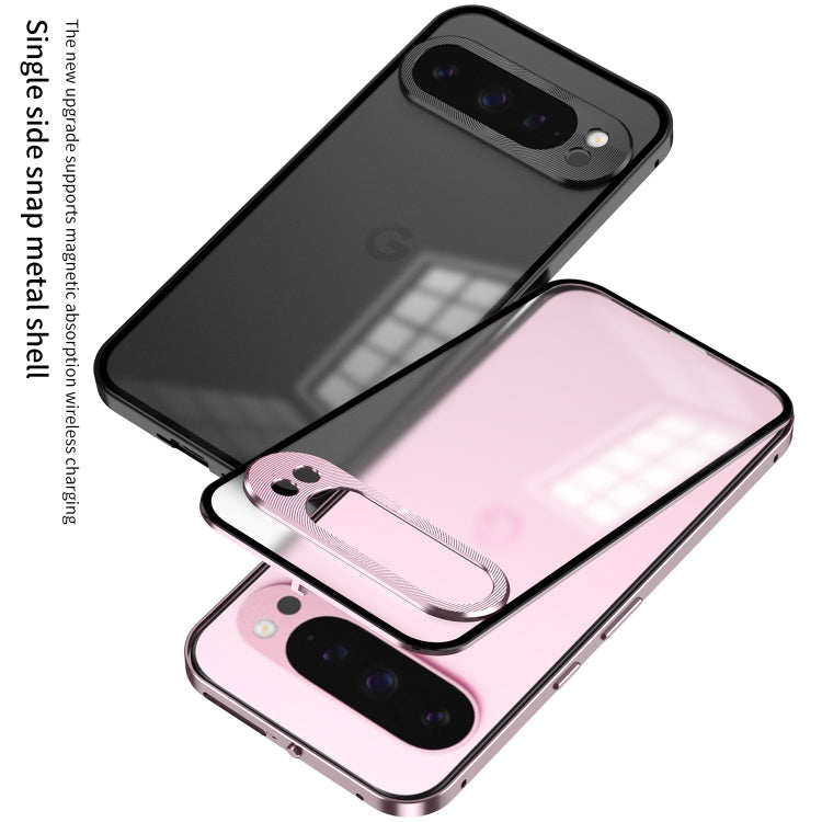 For Google Pixel 9 Pro XL Snap Buckle Metal Frame Frosted Phone Case(Grey)