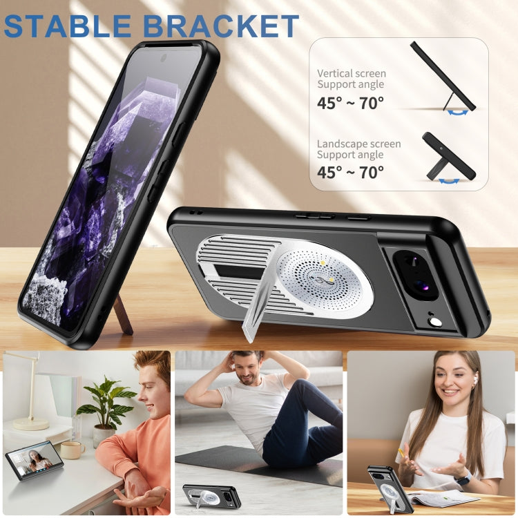 For Google Pixel 8 Heat Dissipation Aromatherapy MagSafe Holder Phone Case(Silver) - Google Cases by PMC TechLife | Online Shopping South Africa | PMC TechLife | Buy Now Pay Later Mobicred