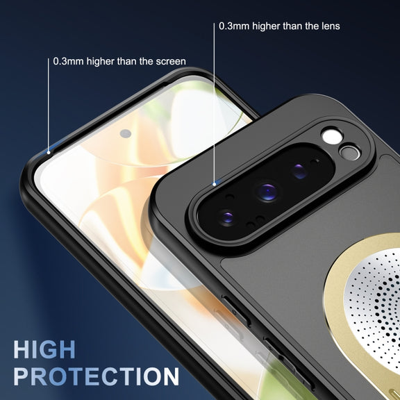 For Google Pixel 9 / 9 Pro Heat Dissipation Aromatherapy MagSafe Holder Phone Case(Gold)