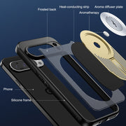 For Google Pixel 9 / 9 Pro Heat Dissipation Aromatherapy MagSafe Holder Phone Case(Gold)