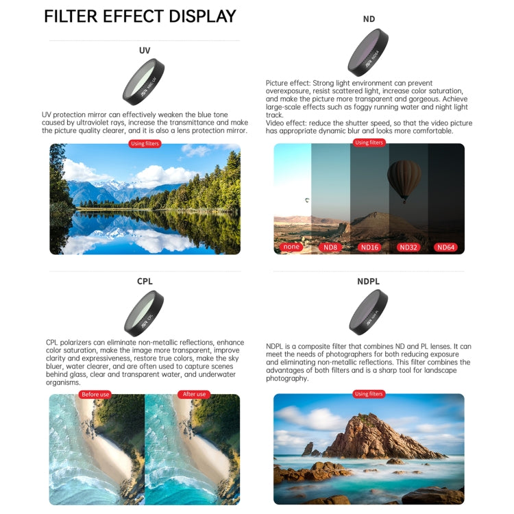 For DJI Neo JSR KB Series Drone Lens Filter, Filter:4 in 1 CPL ND8 Brushed Black Mist - free shipping - PMC TechLife - Order now!