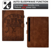 For Samsung Galaxy Tab S9 / S9 FE Cats Embossed Leather Smart Tablet Case(Brown)
