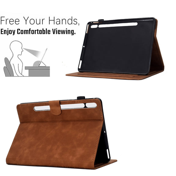 For Samsung Galaxy Tab S9 / S9 FE Cats Embossed Leather Smart Tablet Case(Brown)