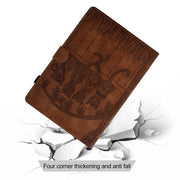 For Samsung Galaxy Tab S9 / S9 FE Cats Embossed Leather Smart Tablet Case(Brown)