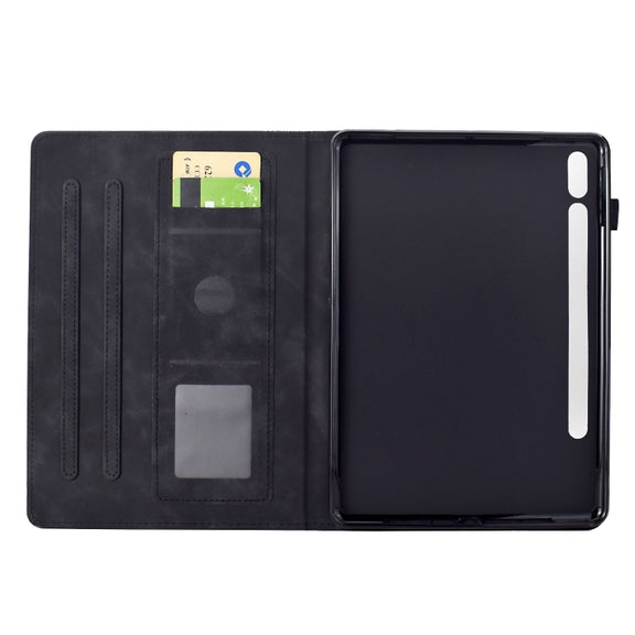 For Samsung Galaxy Tab S9 / S9 FE Cats Embossed Leather Smart Tablet Case(Black)