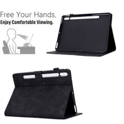 For Samsung Galaxy Tab S9 / S9 FE Cats Embossed Leather Smart Tablet Case(Black)