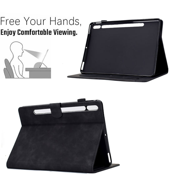 For Samsung Galaxy Tab S9 / S9 FE Cats Embossed Leather Smart Tablet Case(Black)