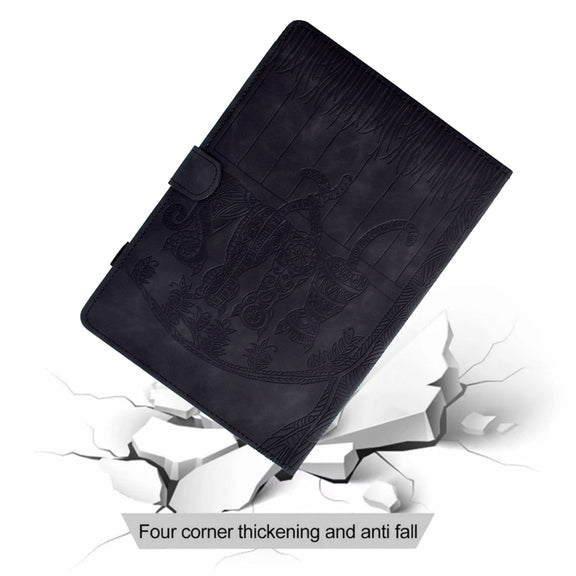 For Samsung Galaxy Tab S9 / S9 FE Cats Embossed Leather Smart Tablet Case(Black)