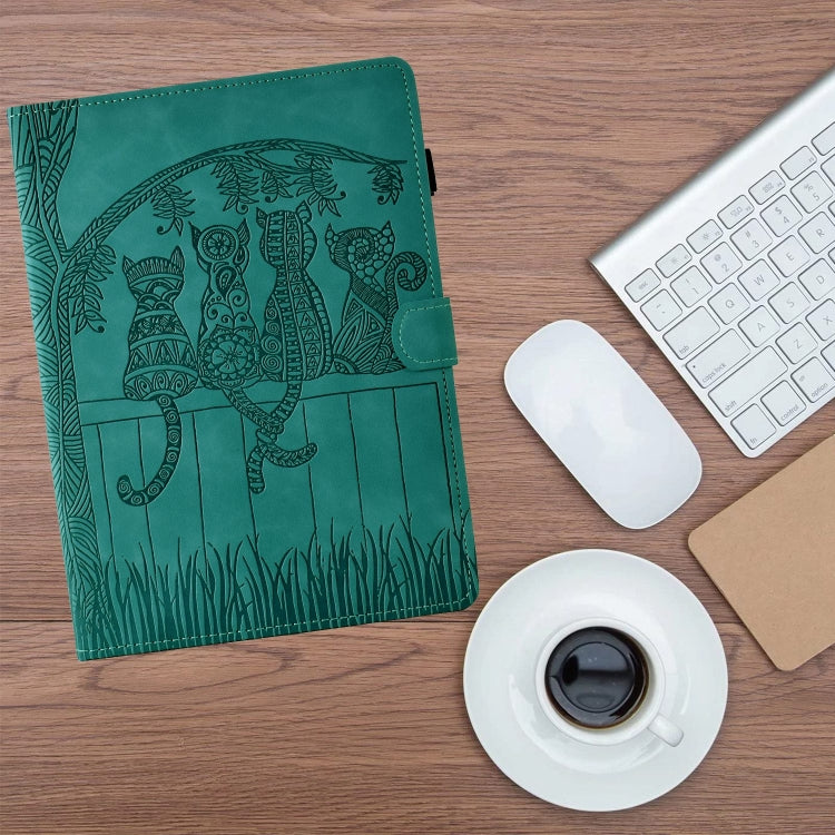 For Samsung Galaxy Tab S9 / S9 FE Cats Embossed Leather Smart Tablet Case(Light Blue) - free shipping - PMC Jewellery - Order now!