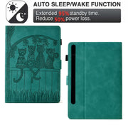 For Samsung Galaxy Tab S9 / S9 FE Cats Embossed Leather Smart Tablet Case(Light Blue)