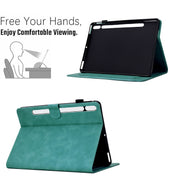 For Samsung Galaxy Tab S9 / S9 FE Cats Embossed Leather Smart Tablet Case(Light Blue)